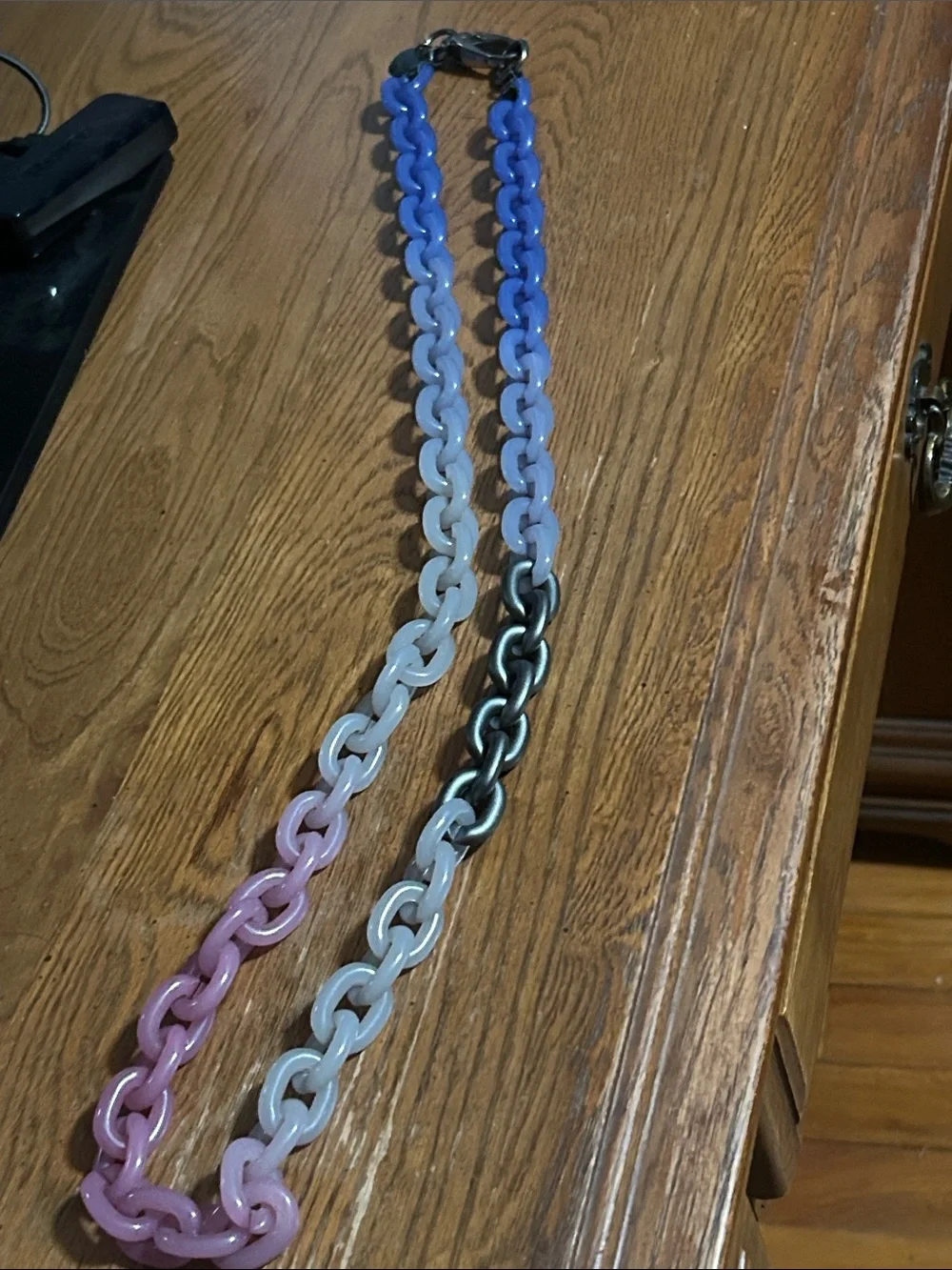 Gradient Resin PONO Italian chain necklace in Pink, Blue, Gray